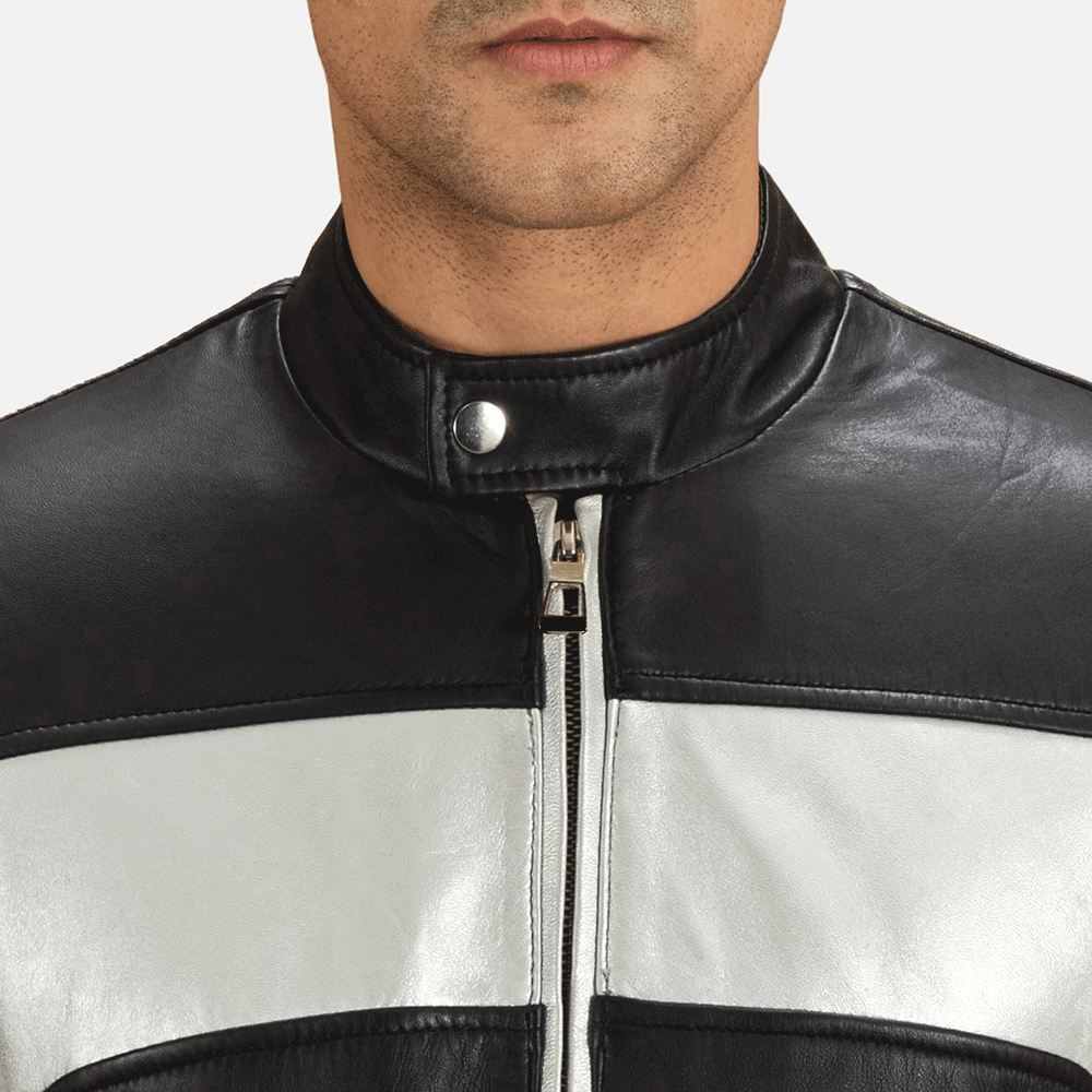 Mens leather jacket street style