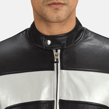 Load image into Gallery viewer, Turbo Silver Black Leather Motorcycle Jacket
