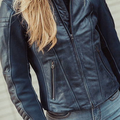 Turbo Blue Motorcycle Leather Jacket