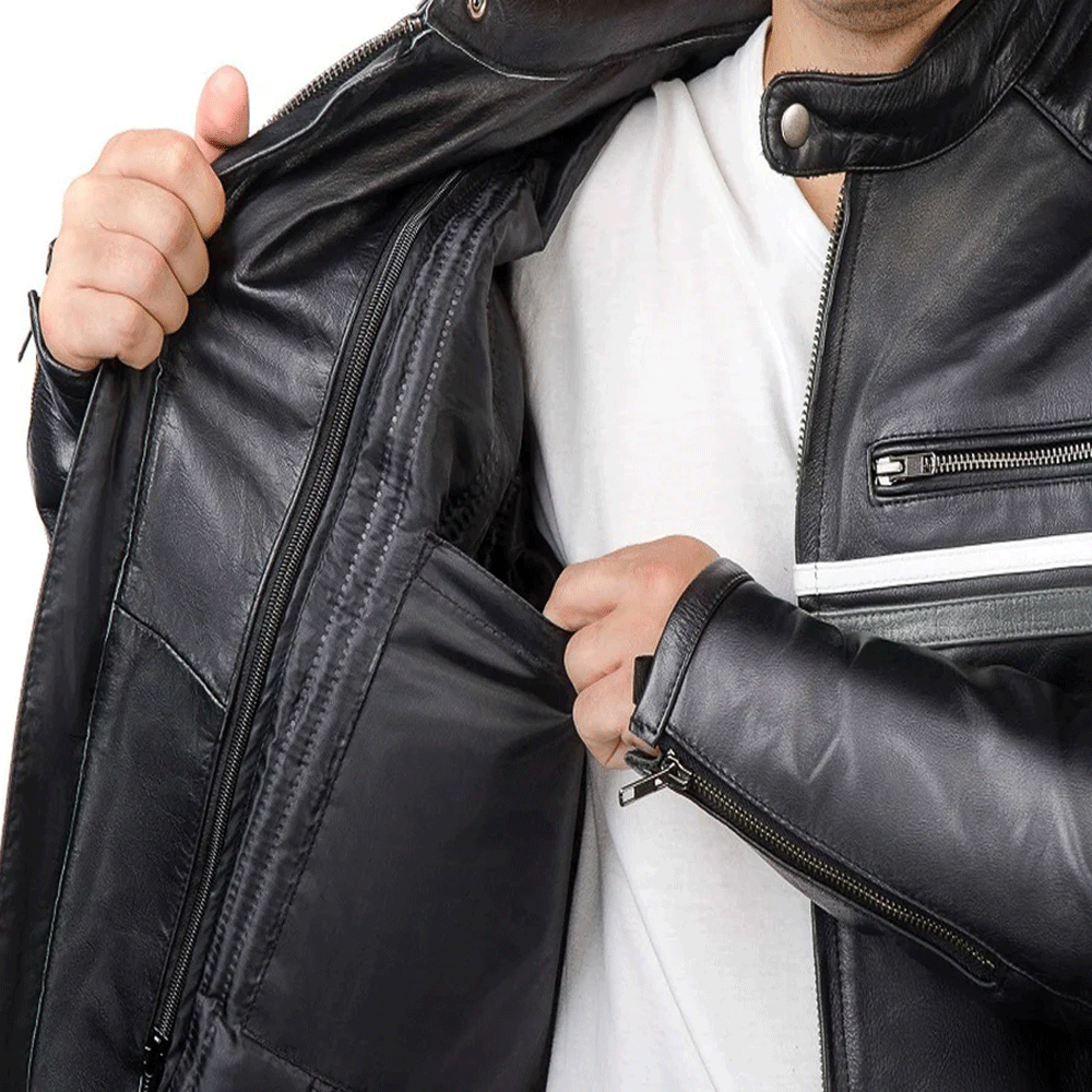 Motorcycle leather jacket lifestyle