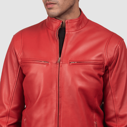 Turbo Red Leather Motorcycle Jacket